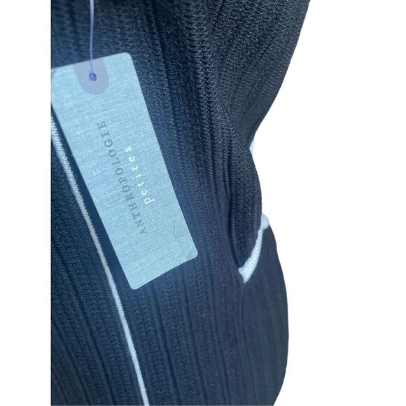 NWT Anthropologie Sleeveless Pointelle Sweater Dress Size MP Black & White Flare - Picture 5 of 16